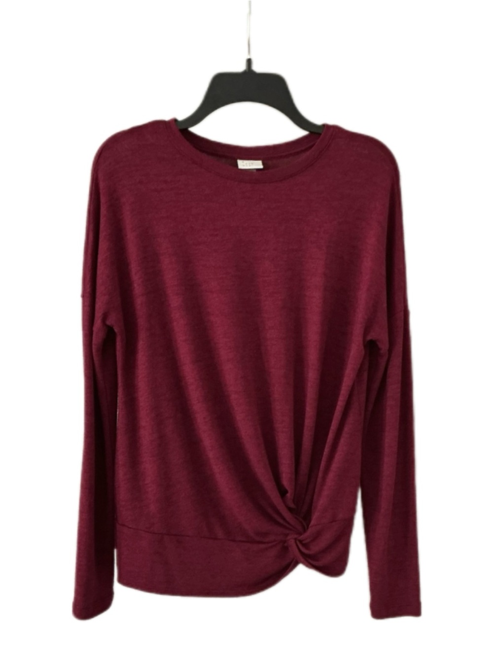 A New Day Twist-Knot Long Sleeve Top - Burgundy